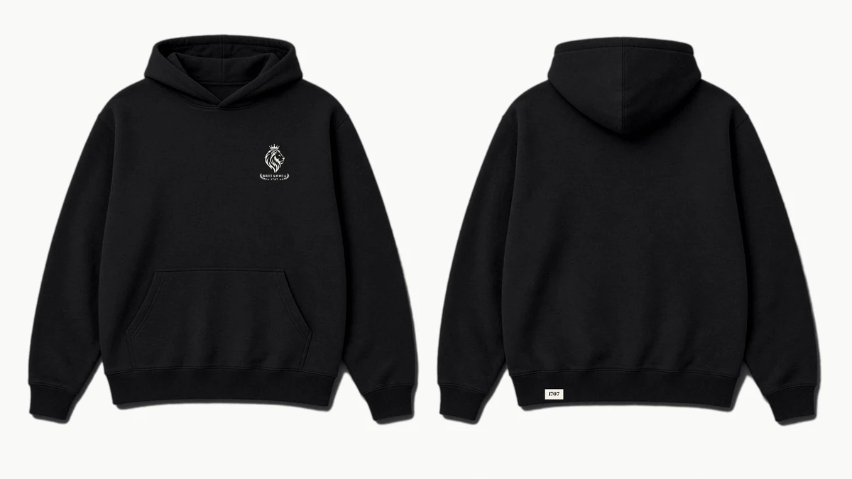 The Union Hoodie in Black, front and back