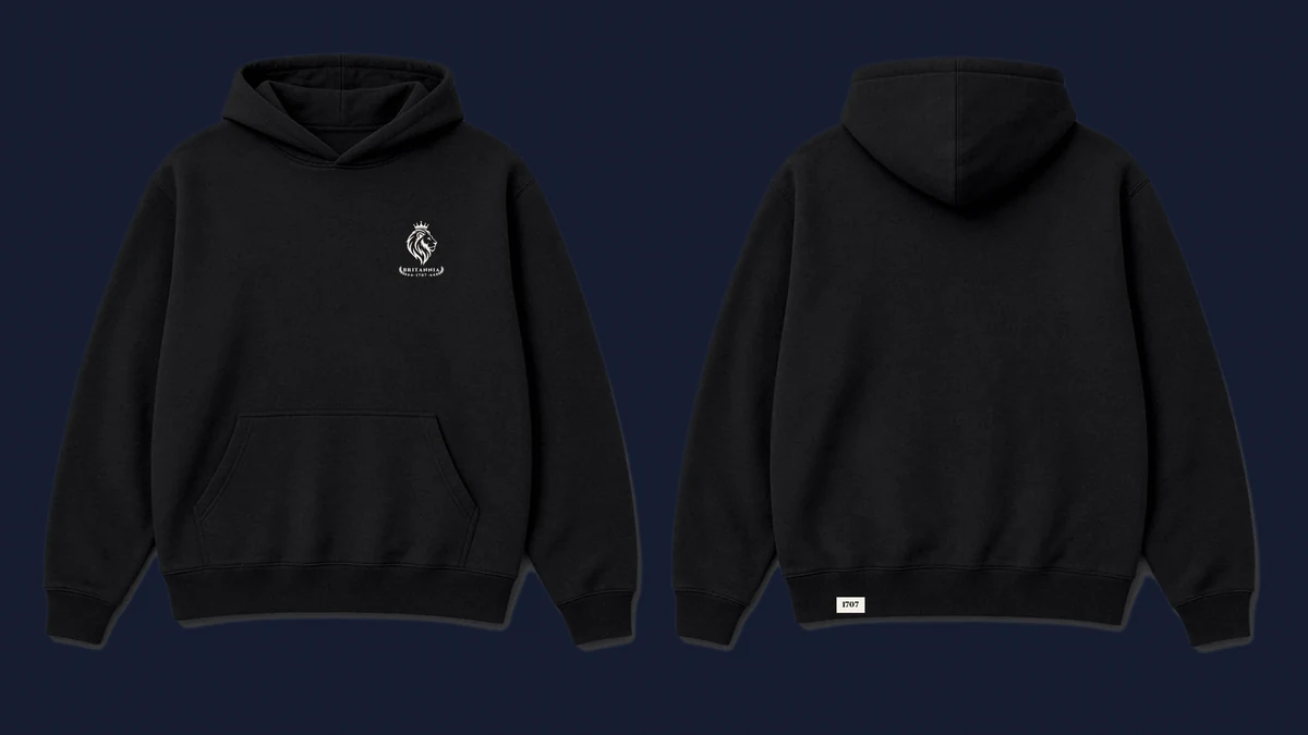 The Union Hoodie in Black, front and back