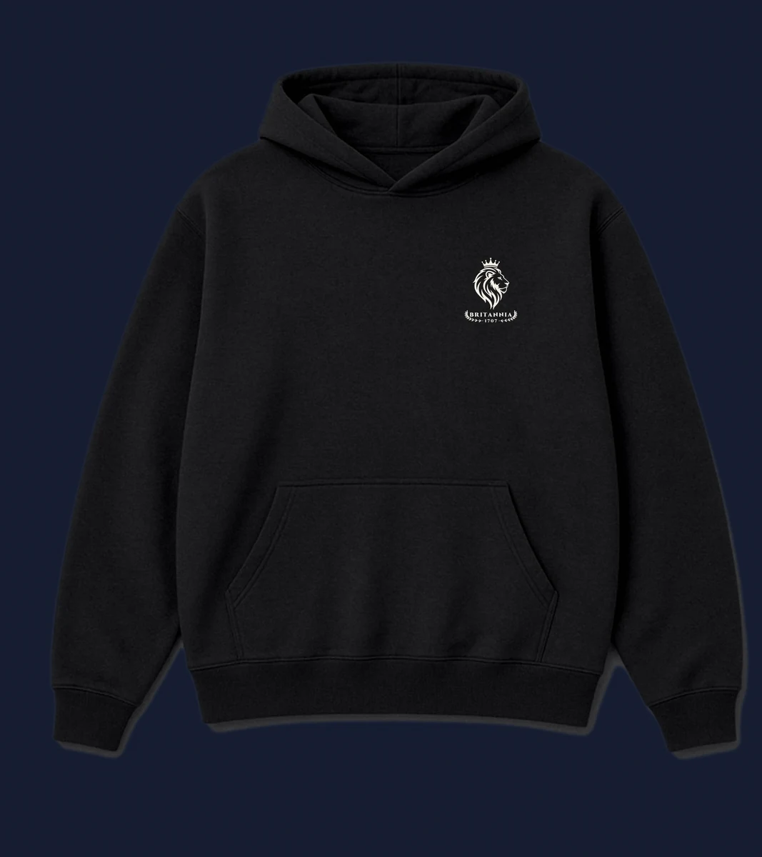 The Union Hoodie in Black, front view