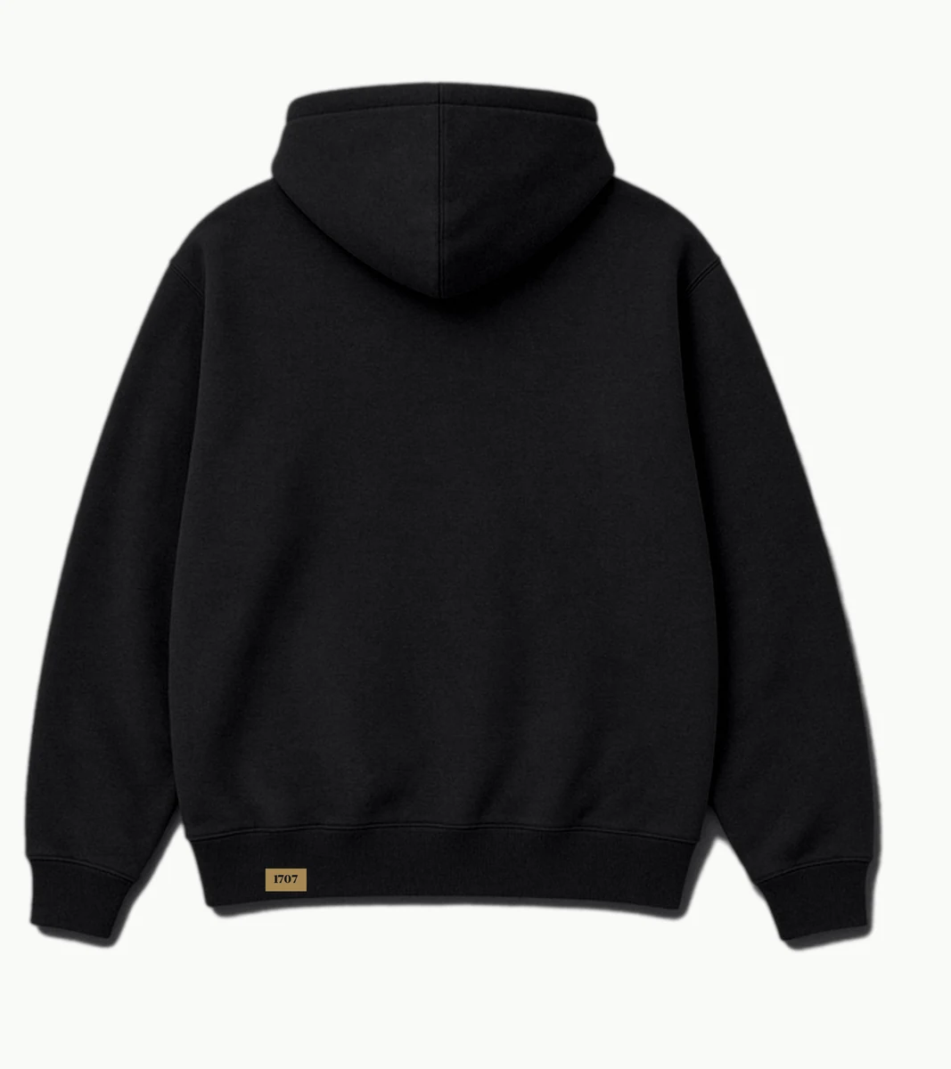 The Union Hoodie in Black & Gold, back view
