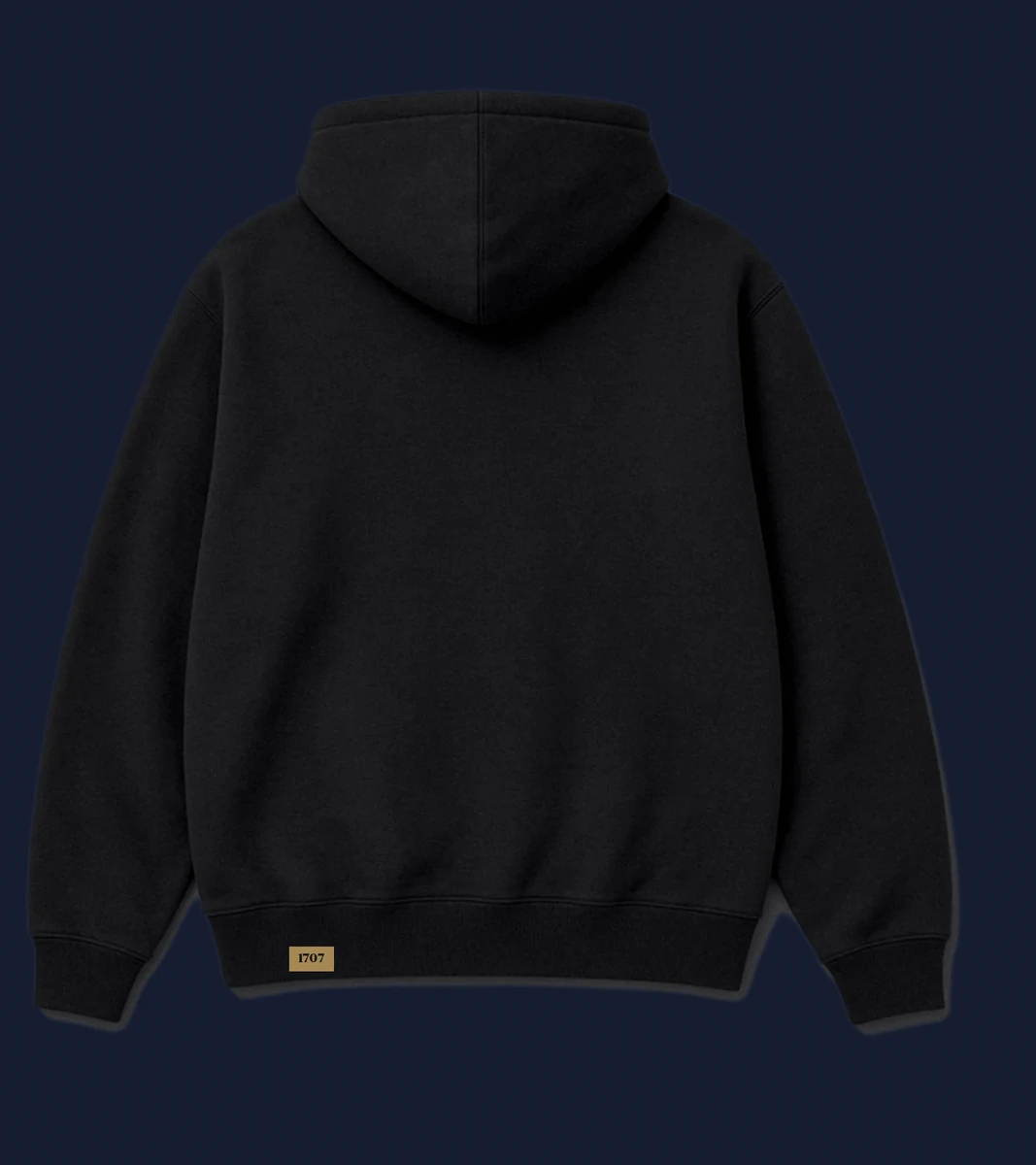 The Union Hoodie in Black & Gold, back view