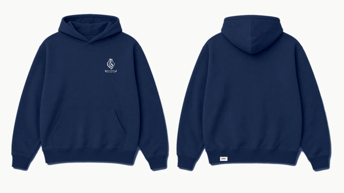 The Union Hoodie in Navy, front and back