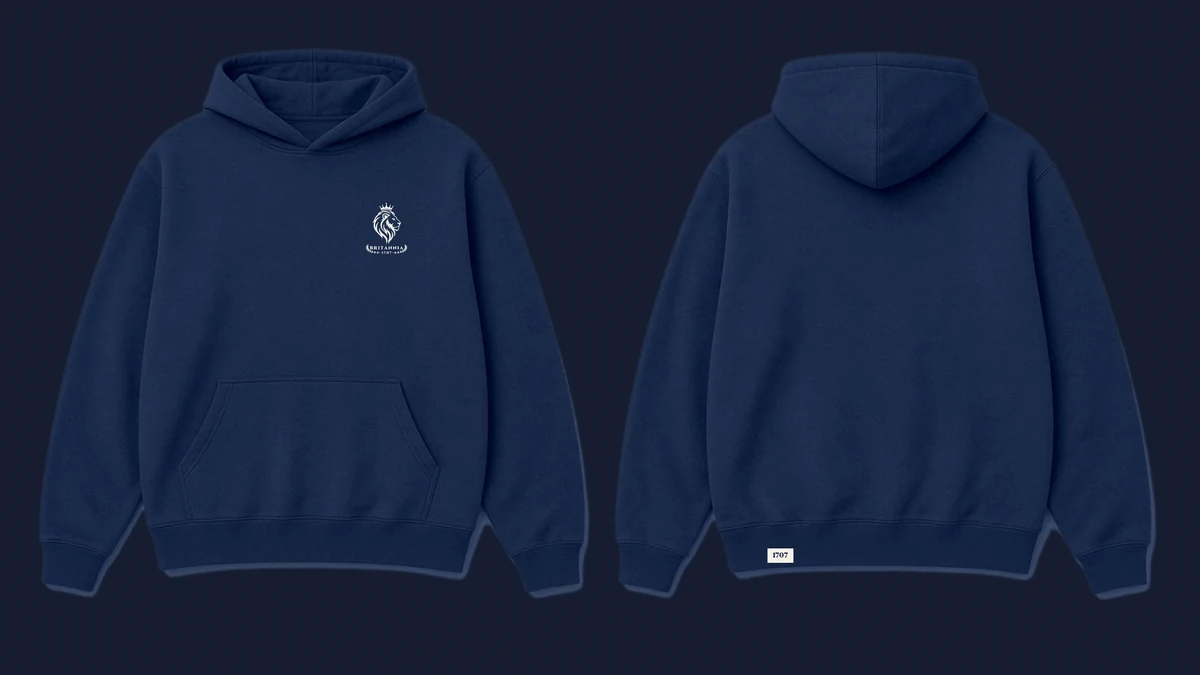 The Union Hoodie in Navy, front and back