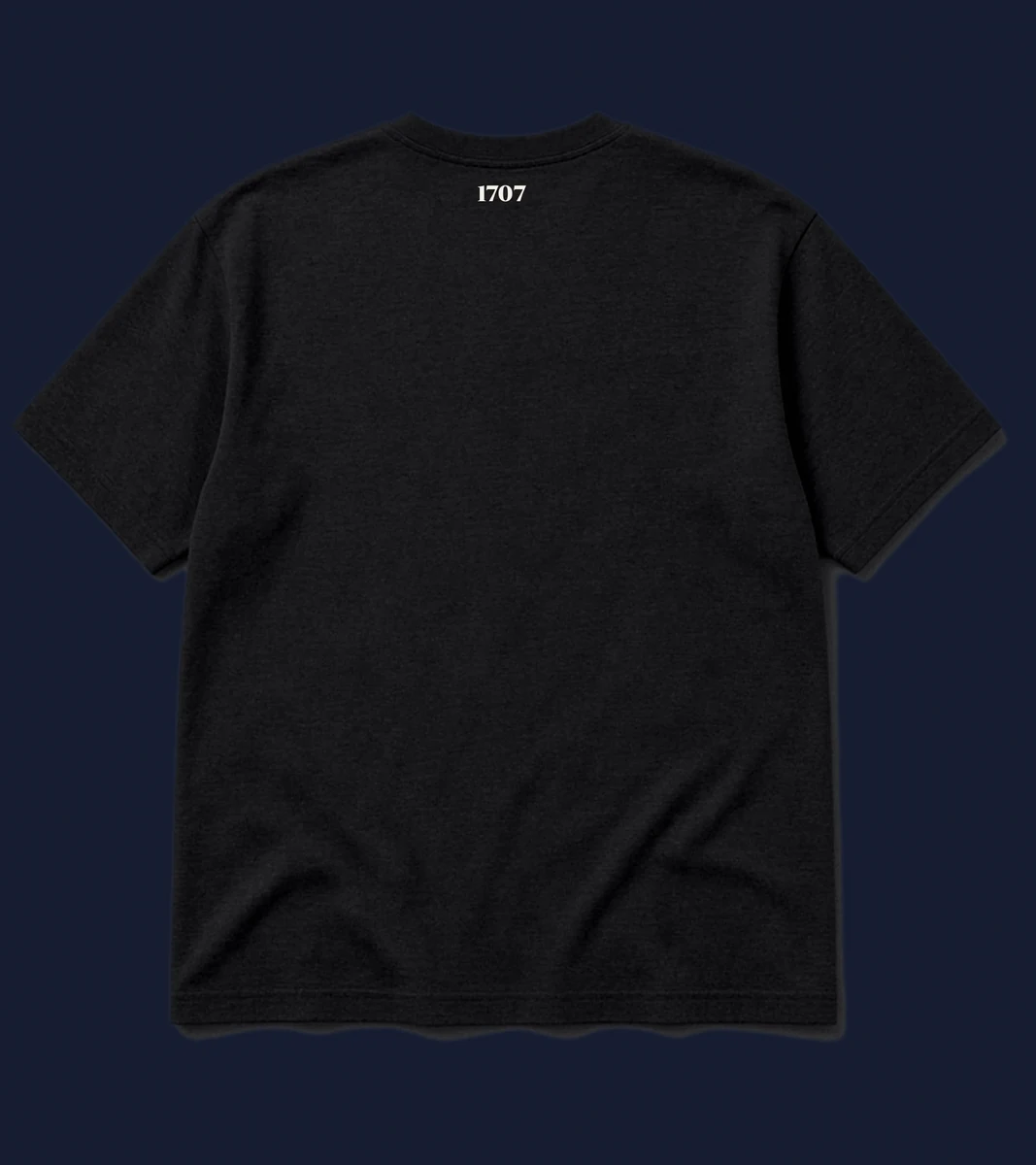 The 1707 Tee in Black, back view