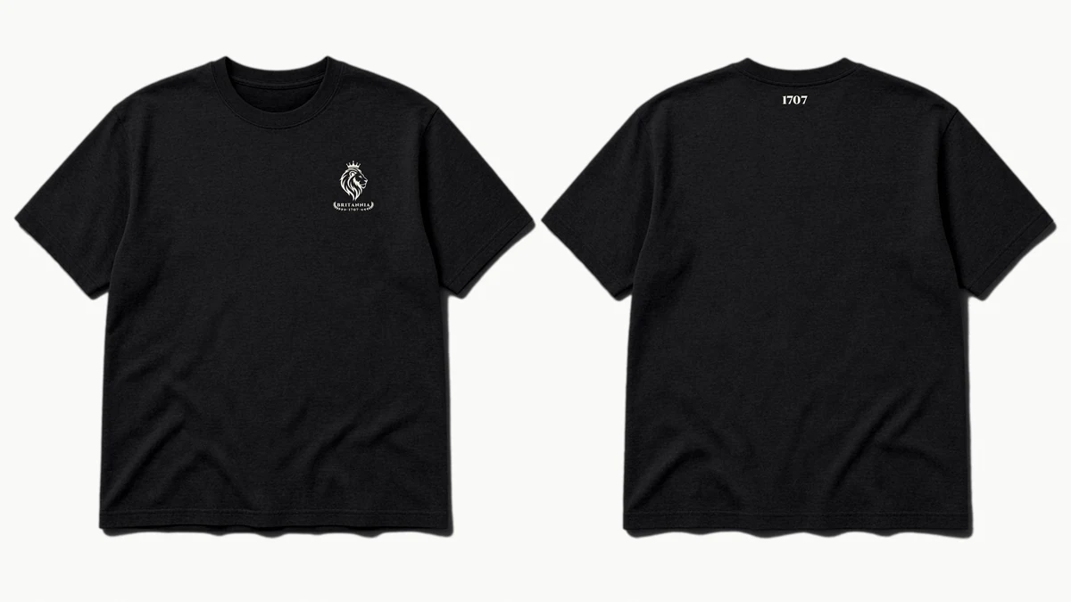 The 1707 Tee in Black, front and back