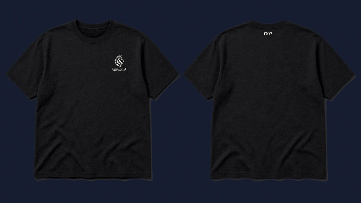 The 1707 Tee in Black, front and back