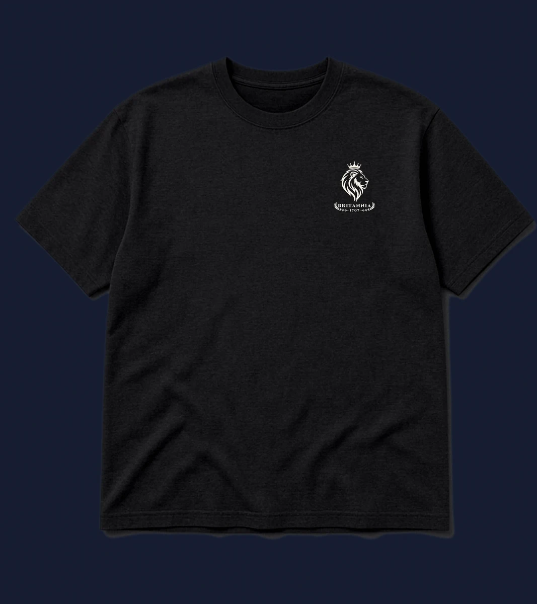 The 1707 Tee in Black, front view
