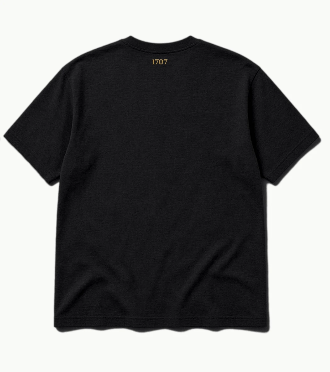 The 1707 Tee in Black & Gold, back view