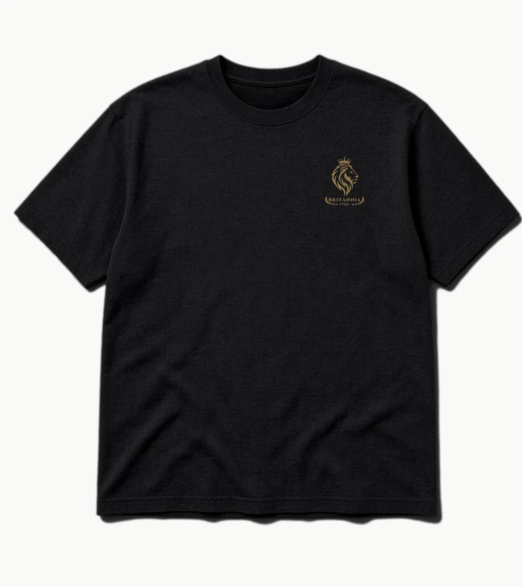 The 1707 Tee in Black & Gold, front view