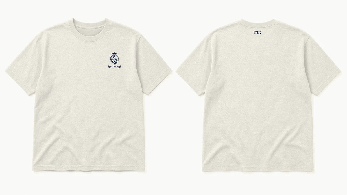 The 1707 Tee in Cream, front and back