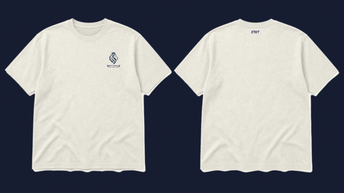 The 1707 Tee in Cream, front and back