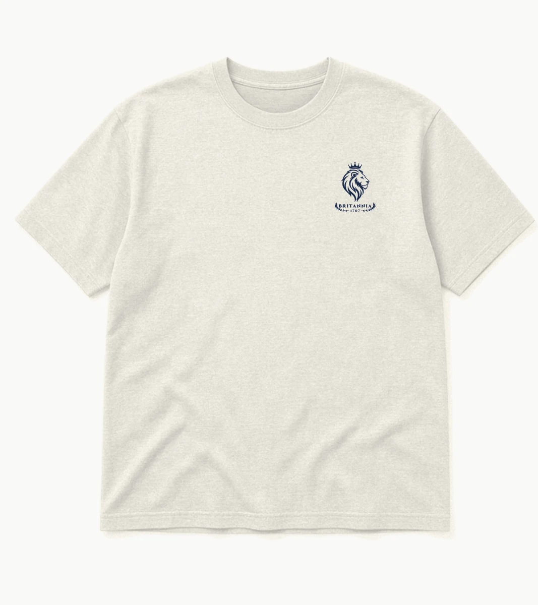 The 1707 Tee in Cream, front view