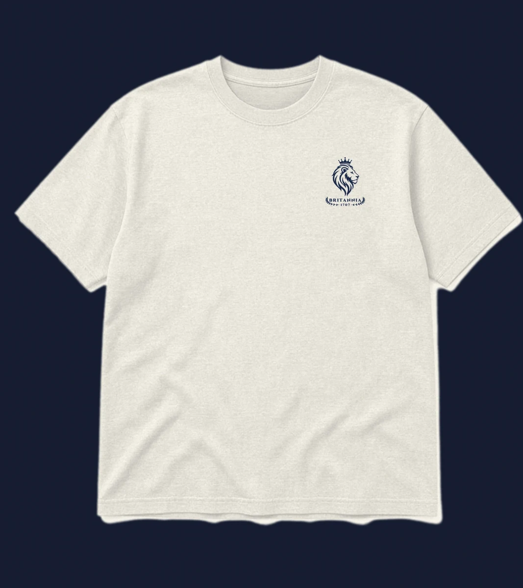 The 1707 Tee in Cream, front view