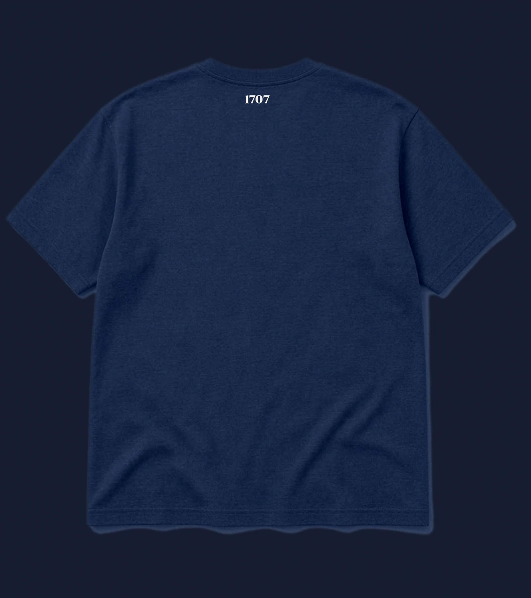 The 1707 Tee in Navy, back view