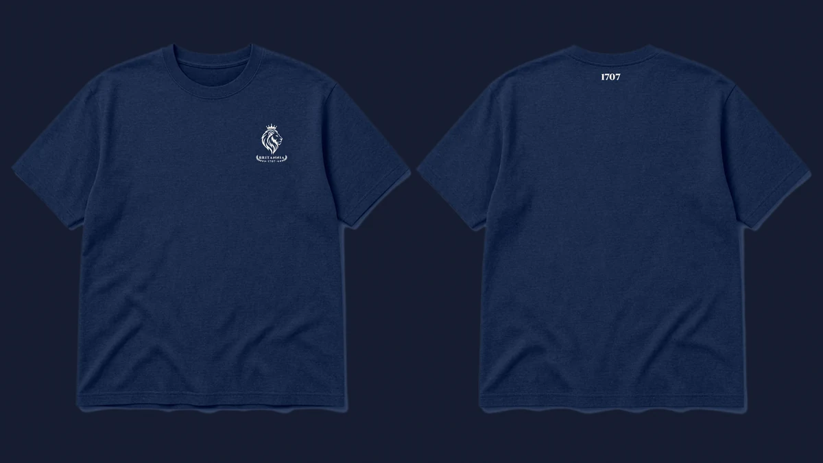 The 1707 Tee in Navy, front and back
