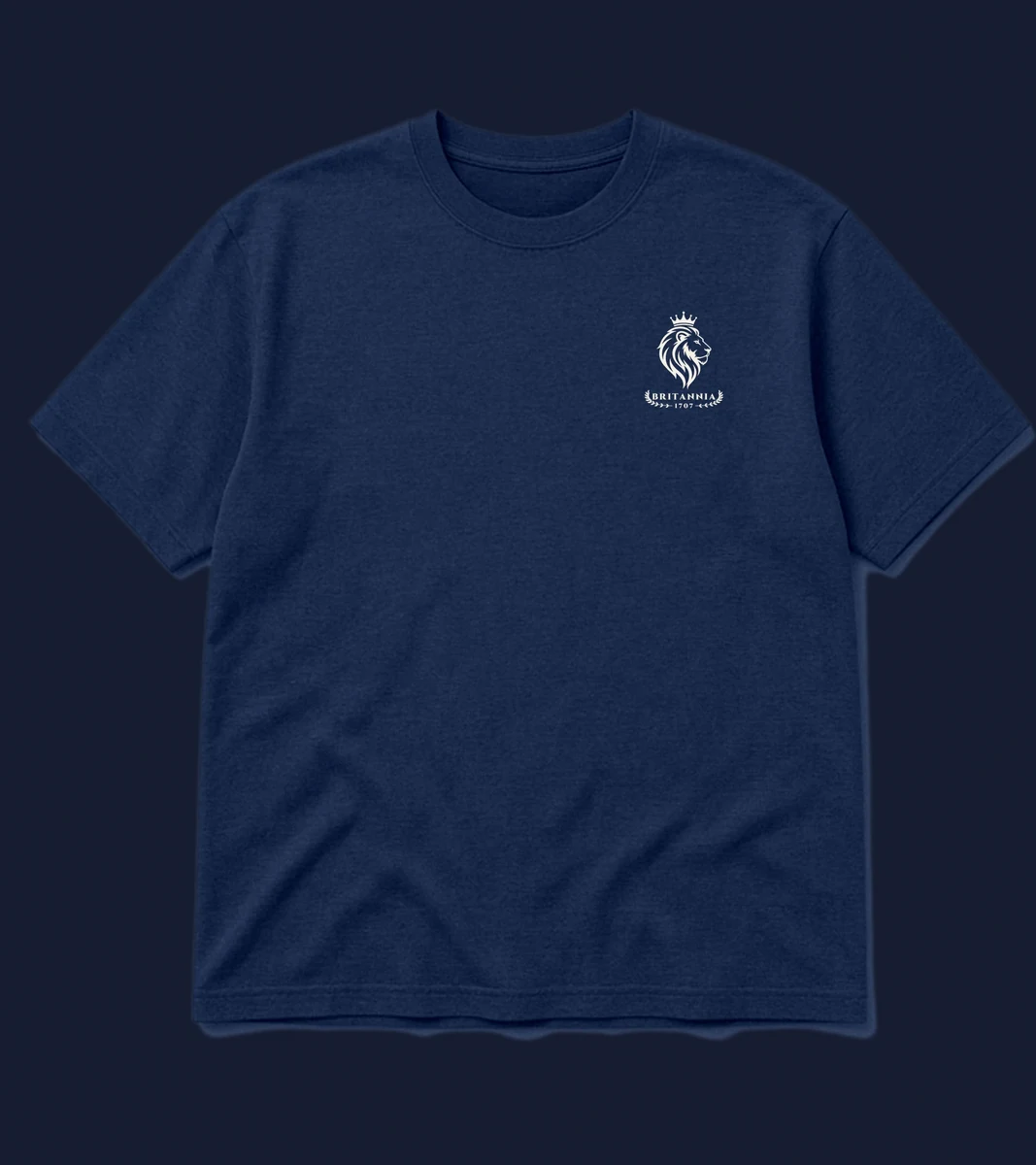 The 1707 Tee in Navy, front view